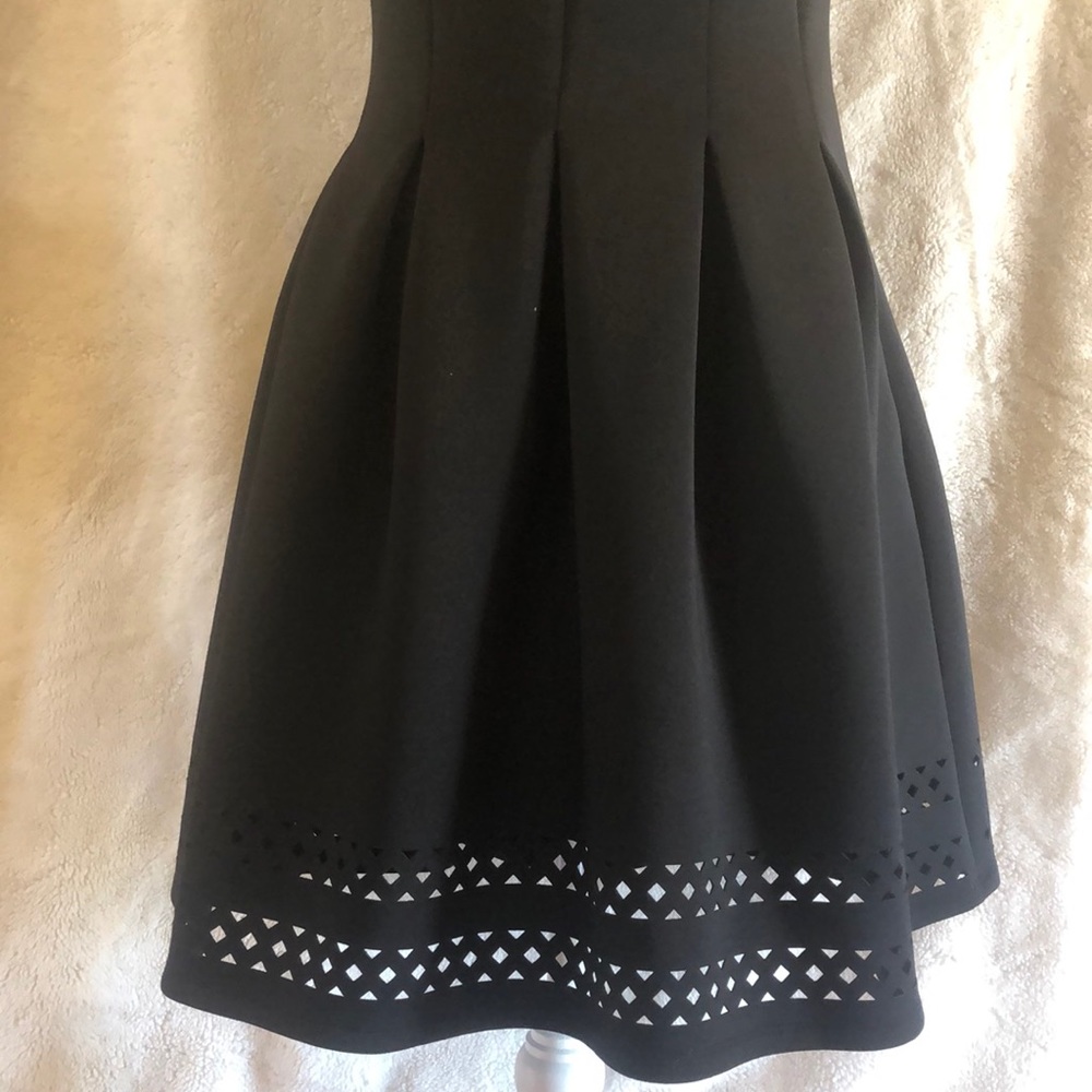 Laser Cut Hem Little Black Dress - Picture 2 of 7